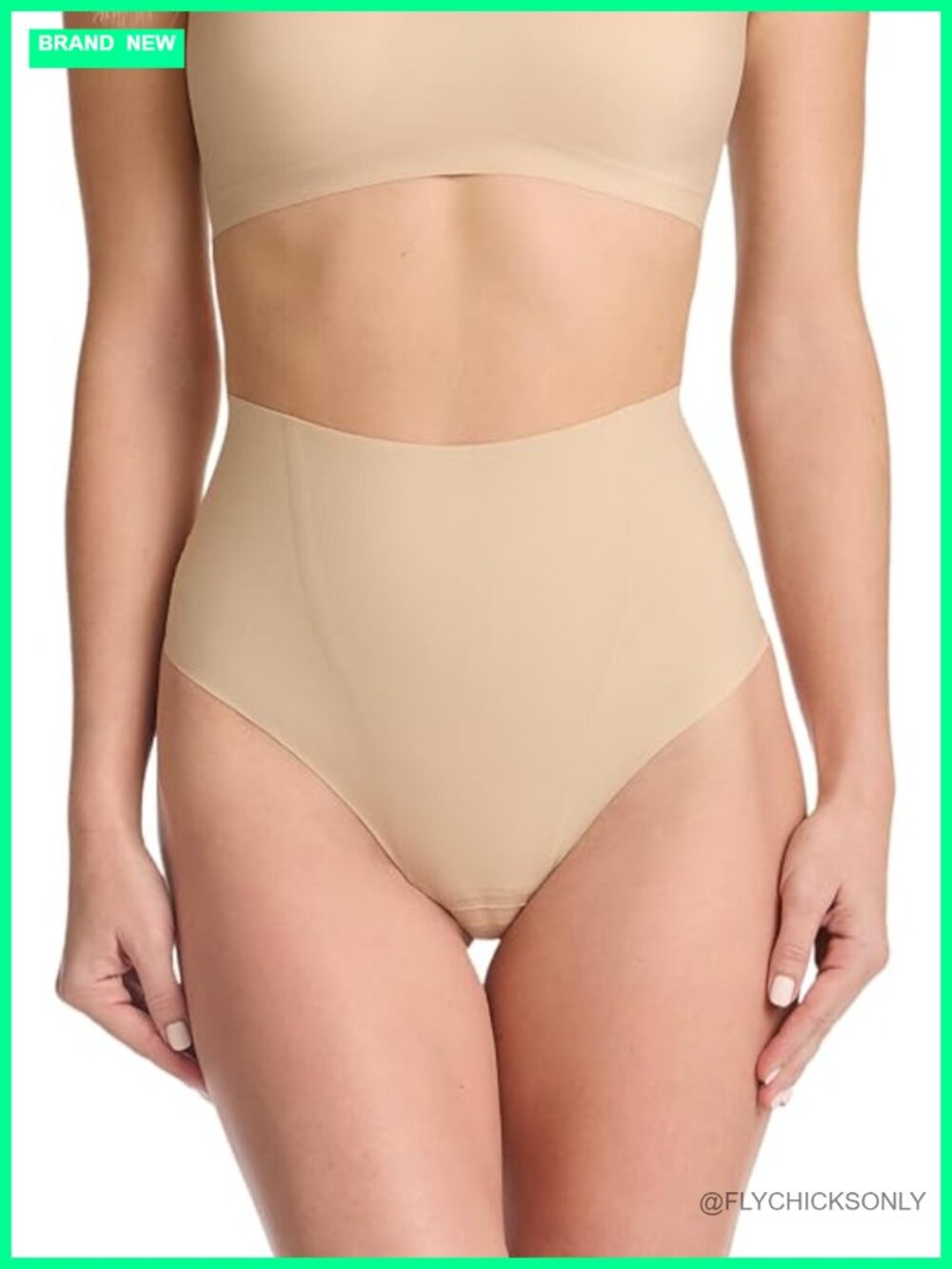 High-Waist Shapewear Thong - Light-Medium Compression, Seamless Microfiber